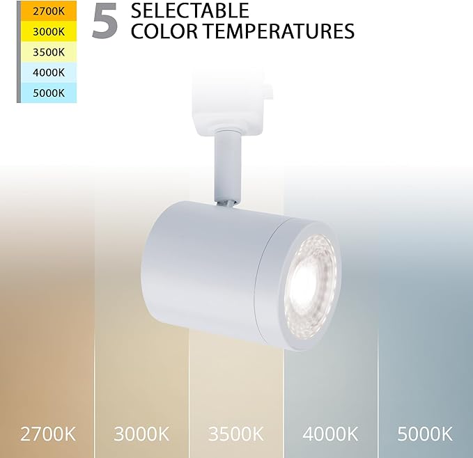 WAC Lighting Charge 8010 LED Adjustable Track Head 5-CCT Selectable 9W 865 Lumens Fully Dimmable in White for H-Style 3 Wire Track (Pack of 12)