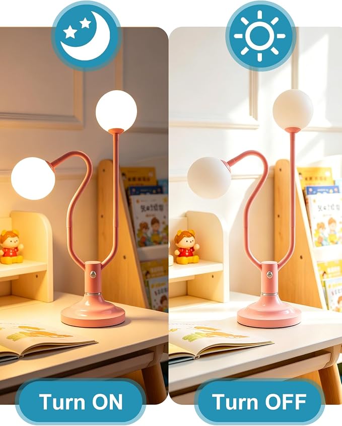 Orange Globe Table Lamp Dimmable Magic DIY Arms G9 Bulbs Included | Nightstand Modern Desk Lamp Vintage Ambient Night Light Warmwhite Kids Bedside Lamps for Bedroom Living Room Nursery Gift