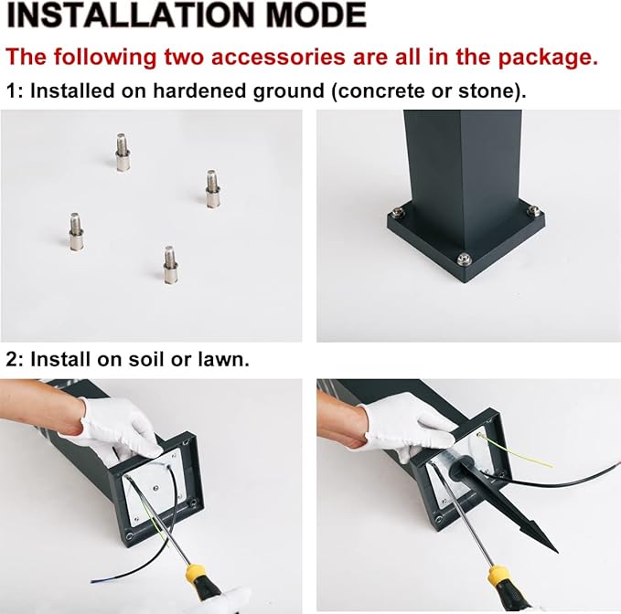 Pathway Lights Post Lights IP55 Waterproof Outdoor Lamp Post Lawn Light Floor Lamp E26 Lampholder Hardwired Suitable for 12V / 24V / 120V Voltage（23.5in, Black）
