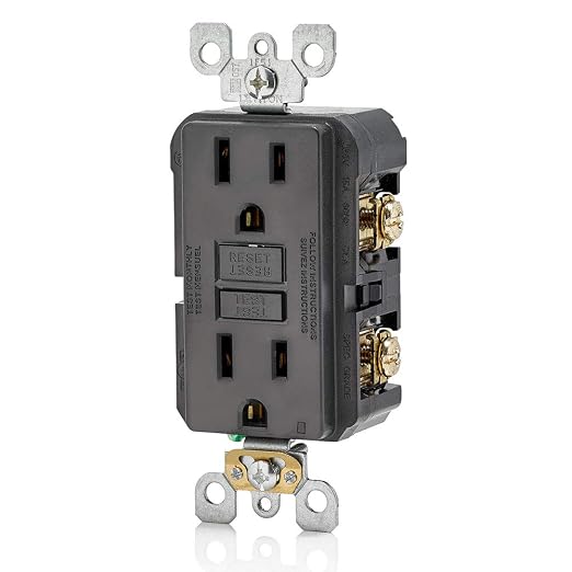 Leviton GFCI Outlet, 15 Amp, Self Test, Non Tamper-Resistant with LED Indicator Light, Protection from Electric Shock and Electrocution, GFNT1-E, Black (Pack of 10)