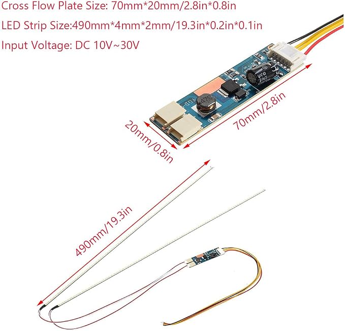 490mm LED Backlight Strip Light Kit DC 10-30V CCFL LCD Screen to LED Monitor Module Liquid Crystal Display Lamp Tube Light Bar