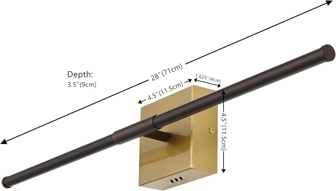 JONATHAN Y Makena 28" 1-Light LED Wall Sconce, Oil Rubbed Bronze/Brass Gold | Dimmable, Modern, Integrated 12W, Hardwired, Sleek Metal, Ambient, Bathroom Mirror, Bedroom, Hallway, Vanity Mount