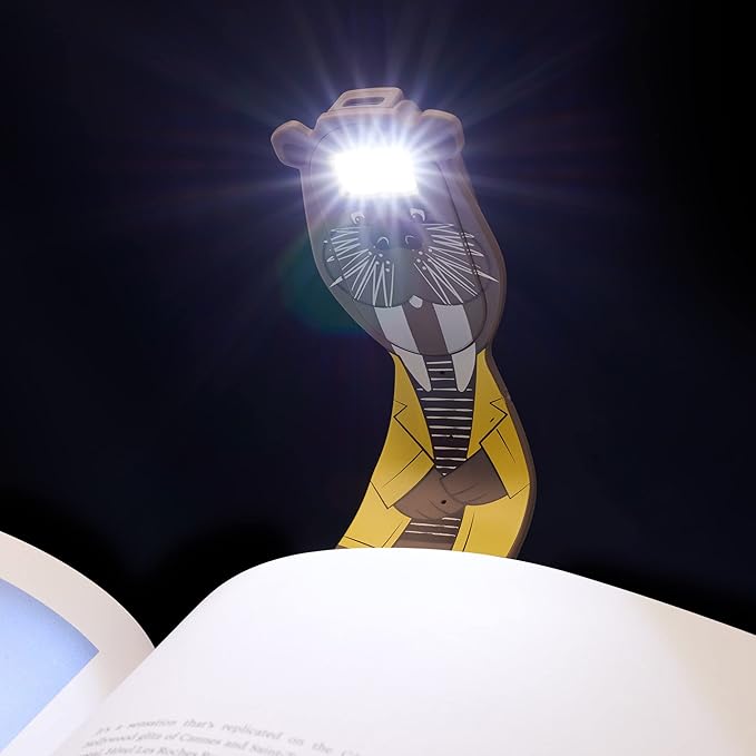 Gifts for Readers & Writers Rechargeable Book Light for Kids, Clip On Reading Light for Bed, 2in1 Flexilight Pals & Bookmark, 12 Hours of Light Once Charged, Includes USB Cable & 2 LED Lights, Walrus
