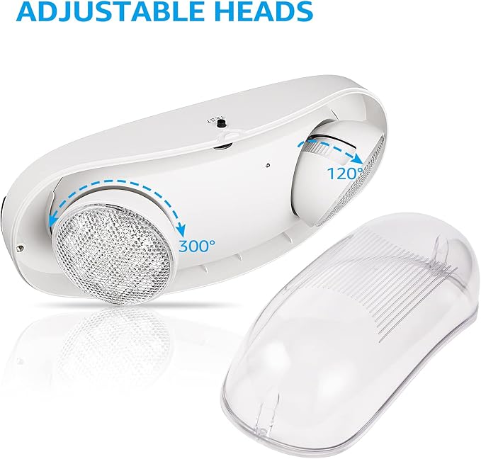LEONLITE 4-Pack Wet Location LED Emergency Lights IP65 Waterproof White | Commercial Exit Lights for Business, with Battery Backup, 2 Adjustable Heads, UL &FCC Listed, 120/277V