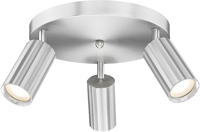 FEMILA 3 Light Track Lighting, 3000K Bulbs Included, Brushed Nickel Round Ceiling Spot Lighting, Adjustable Ceiling Light Fixture for Kitchen, Bedroom, Living Room, Office, 4FS109F-3 BN