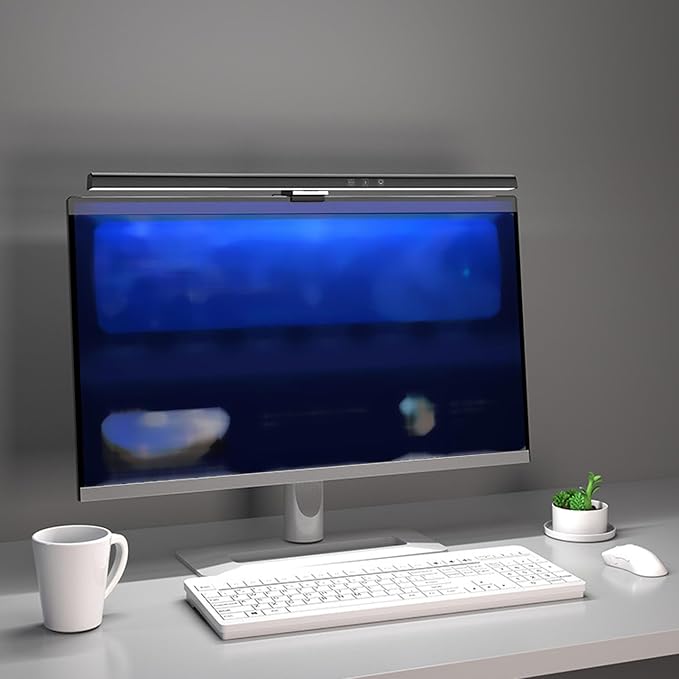 GLOGLOW Screen Monitor Light Bar, ABS Touch Control, Stepless Dimming LED Desk Lamp for Home Office and College Use (Black)