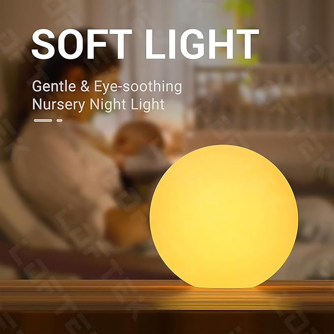 LOFTEK 8-inch LED Night Light Ball, Rechargeable Globe Light Table Lamp | IP65 Floating Pool Light, 16 RGB Colors, Auto Timer, Folding Handle, Dual Control, Dimmable Mood Light for Nursery or Decor