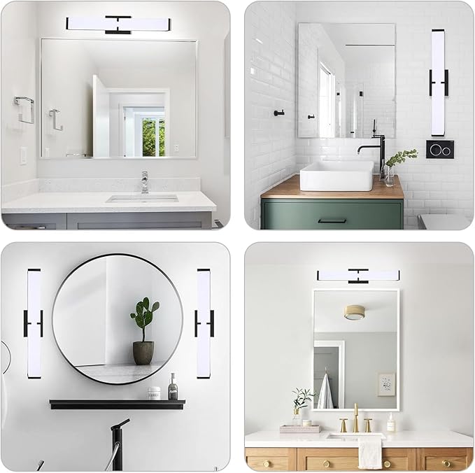 LED Bathroom Vanity Light Cool White 5000K Black Modern Matte Bathroom Lighting Fixtures; 40 Inch IP44 40W Equivalent to Incandescent 350W for Over Mirror Vanity Light - ETL Listed (1 Pack)