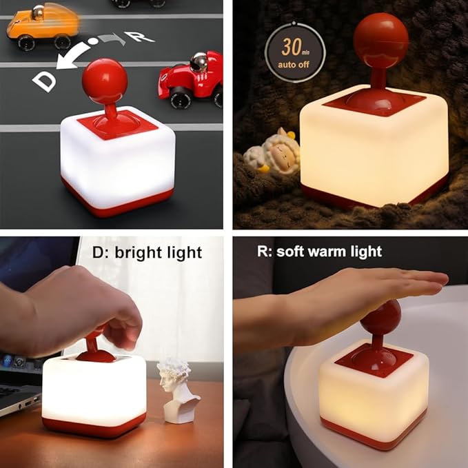Nursery Night Light, Toggle Switch Night Lamp for Bedroom, USB Rechargeable Lamps 2 Light Modes, Stress-Reliever Toy Bedside Delay-Off Nightlight for Kids Toddler Boys Girls Birthday, Yellow