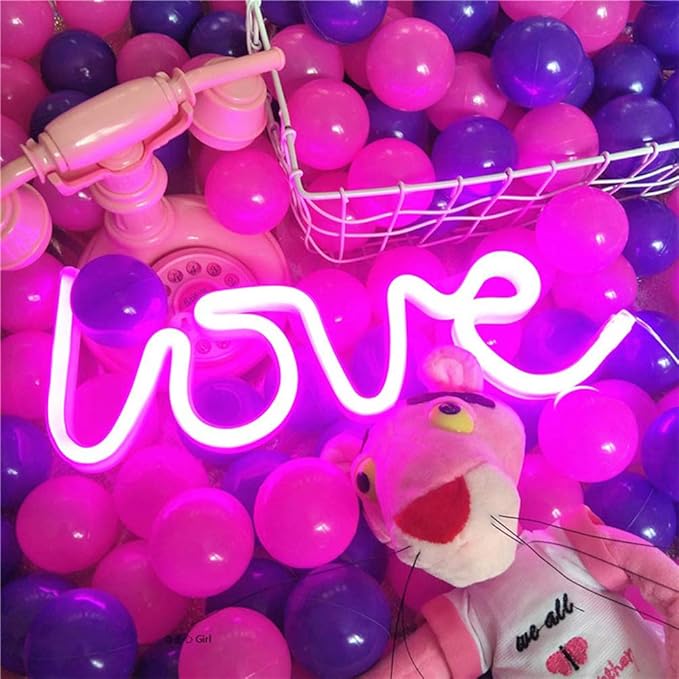 Neon Love Signs Light LED Love Art Dorm Decor Sign-Wall Decor-Table Decor for Valentine's Gift Girls Room Kids Room Living Room House Bar Pub Hotel Beach Recreational Battery or USB Powered Light