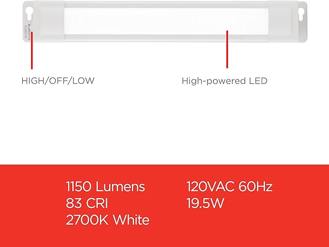 UltraPro 36 inch Plug-in Linkable Under Cabinet Lights, High/Low/Off, Warm White Light (2700K), LED Under Cabinet Lighting, Under Counter Lights for Kitchen, 44108