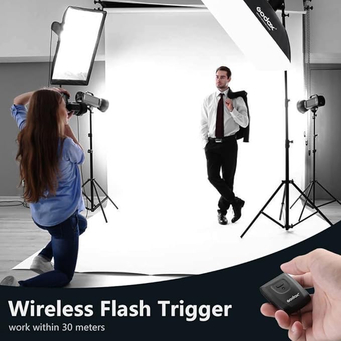 Godox Professional Studio Flash Kit for Photography, Strobe Lights Softbox Lighting Kit, 2x180W 5600K Compact Monolights with Flash Trigger, Softbox, Light Stands