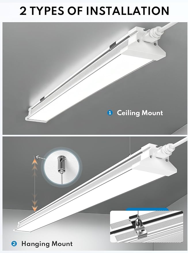 60W Led Shop Lights 4FT Hanging&Surface Mount Linkable 10pack for Shop | Super Bright 10000LM 5000K 4' Led Shop Lights, 4 foot Led Shop Light Lighting Fixture for Ggrage Workshop Warehouse Workbench