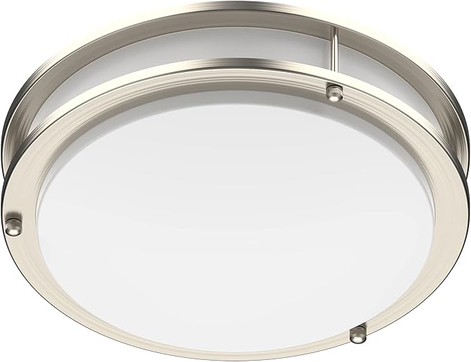 DYMOND LED Ceiling Light Fixture Flush Mount 4000K Natural Daylight Dimmable Surface Mount Brushed Nickel Ceiling Lamp for Kitchen, Hallway, Bathroom, Bedroom, Closet (12 Inch)