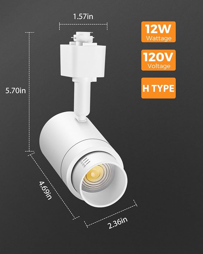 Zoomable 8-Light LED Track Lighting Kit with 6.6FT H Track Lighting Rail & Floating Canopy Connector, Modern Kitchen Track Lighting Fixtures Ceiling Spotlight, 12W Track Heads 3000K White