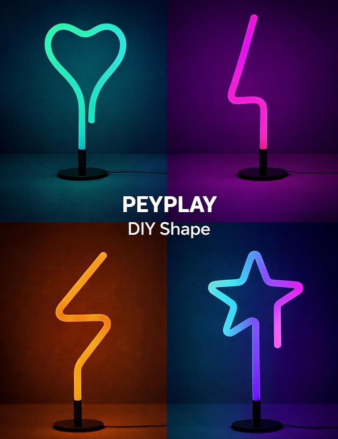 RGB LED Corner Floor Lamp, Smart Adjustable Shape, Music Sync, 16 Million DIY Colors, Remote & App Control, Modern Standing Light for Bedroom Living Room (Circular Base)