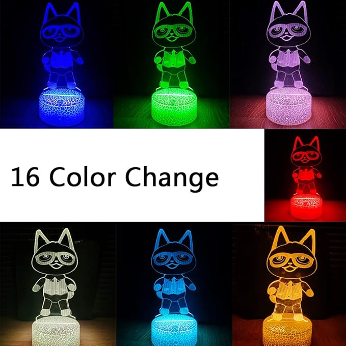 3D Night Light, 16 Color Changing Cartoon USB Desk Lamp Illusion Lighting with Remote Control for Home Decor Gift for Kids. (Raymond)