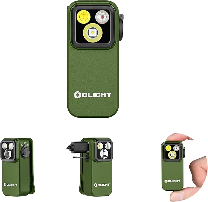 OLIGHT Oclip Pro Rechargeable EDC Clip-on Flashlight, OD Green | Red Light, 500 Lumens Floodlight, Spotlight, Pocket-Sized, USB-C Charging, Magnetic, for Work, Signaling, Outdoor or Home Use