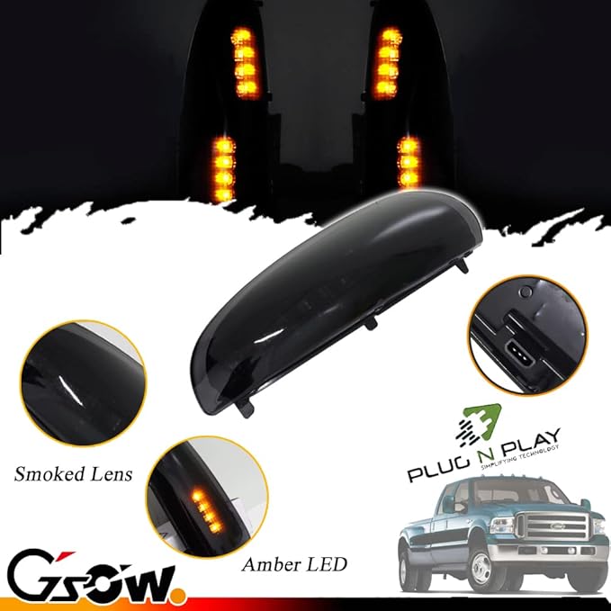 2 PCS LED Side Mirror Marker Lights for Ford 2003-2007 F250 F350 F450 F550 Super Duty / 2000-2005 Excursion, LED Sequential Side Mirror Turn Signal Lamp Assembly - Amber Light