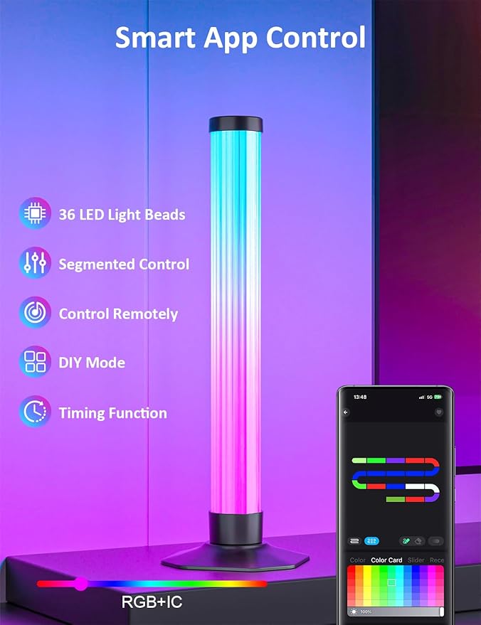 RGB Light Bar, TV Backlights 360 Degree Light Emitting USB Powered, Gaming Ligting, APP and Remote Control, Music Sync, Color Changing Ambient Lighting for Desk, TV, PC, Monitor, Party