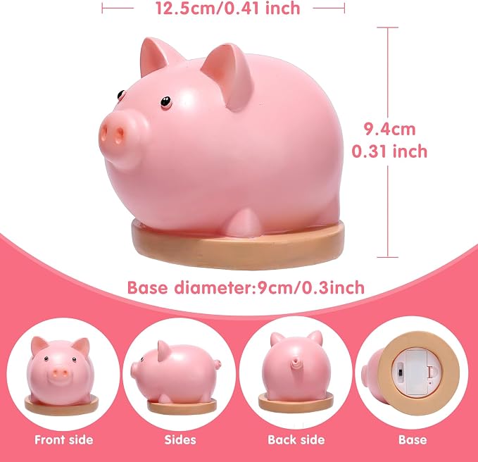 Cute Pig Night Light for Kids, Kawaii Cartoon Nursery Lamp, Battery Powered Resin Nightlight, Kids Room Decor Bedside Lamp, Adorable Animal Gift for Birthday Baby Shower
