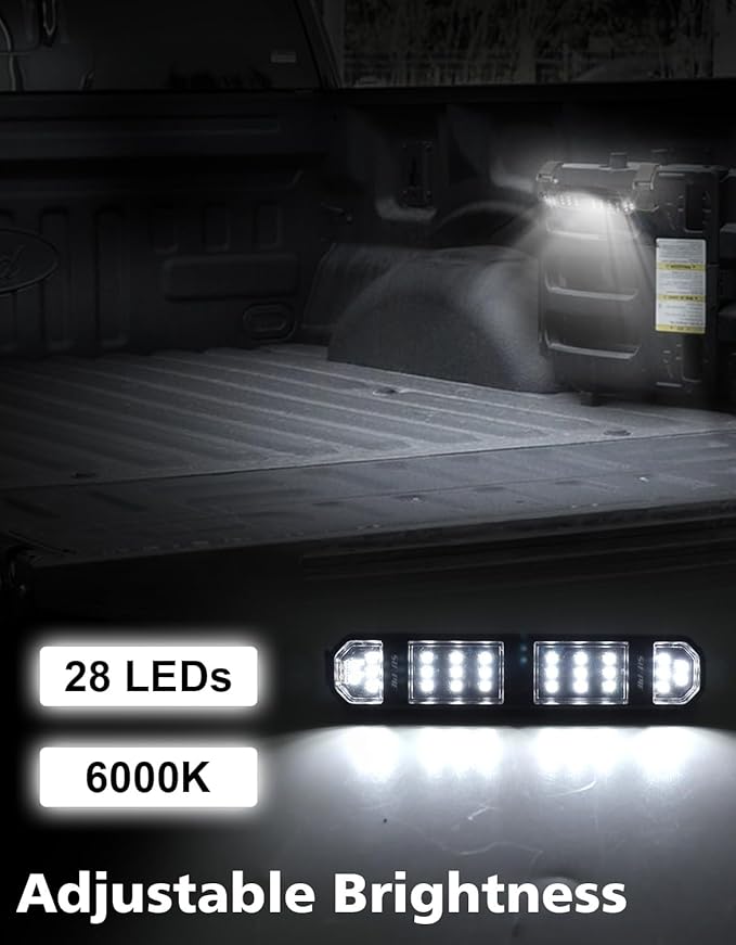 SUNPIE Truck Bed Lights Car Interior LED Lights with Switch Button &Strap Rechargeable Type-C Battery Powered Car Interior Lighting for Wrangler Truck RV Van Lorry Camper Boat Caravan Motorhome
