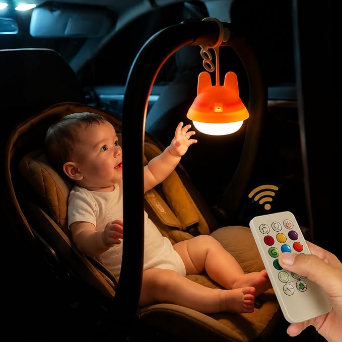 ShaArkMango Baby Car Seat Light for Night Driving, Rechargeable Car Seat Night Light for Babies, Soft Glow Backseat Travel Light with Gentle Eye Caring Design for Infants & Toddlers