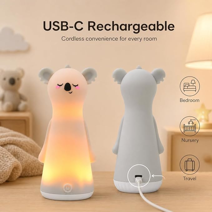 ShaArkMango Night Light with Flashlight for Kids Function Rechargeable LED Dimmable Night Light Toddler Bed Room Glow in Dark Handheld Emergency Flashlight for Nursery Hallway Stairway Walking