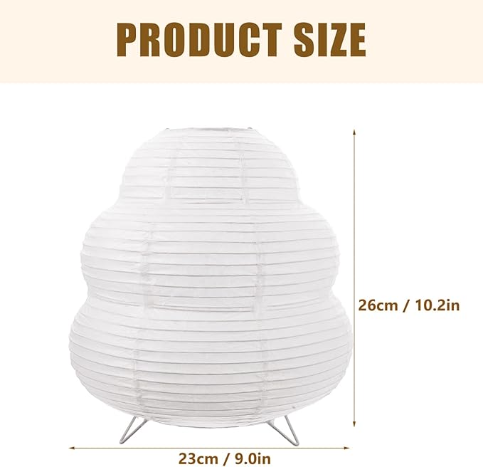 Japanese Rice Paper Lantern Lamp - E14 Base Night Light with Us Plug for Bedroom, Living Room, Kids Room - Cozy Orange Paper Lamp for Home Decor