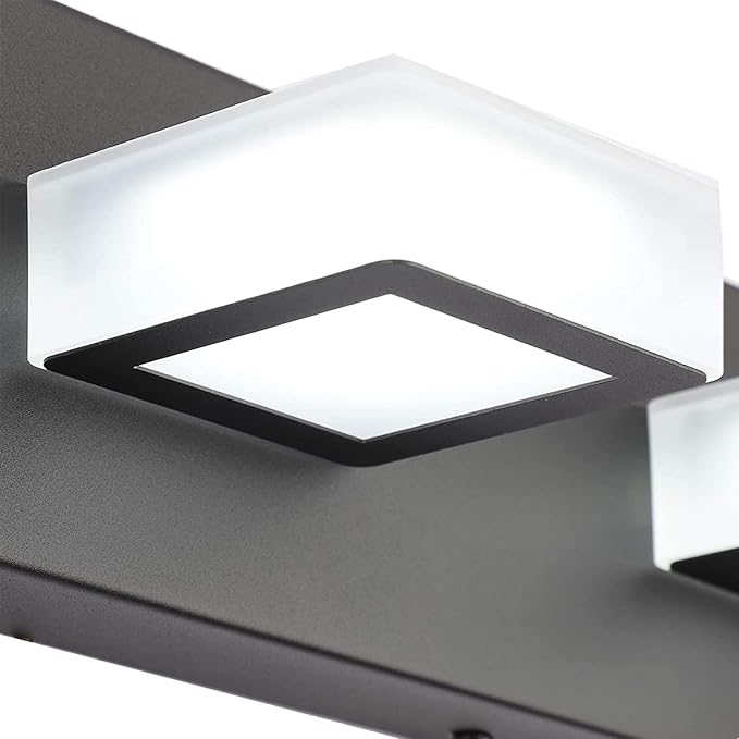 Ralbay 52inch Black Vanity Lights Fixtures 8 Lights LED Modern LED Acrylic Matte Black Vanity Lights Modern Black Bathroom Wall Lighting Over Mirror