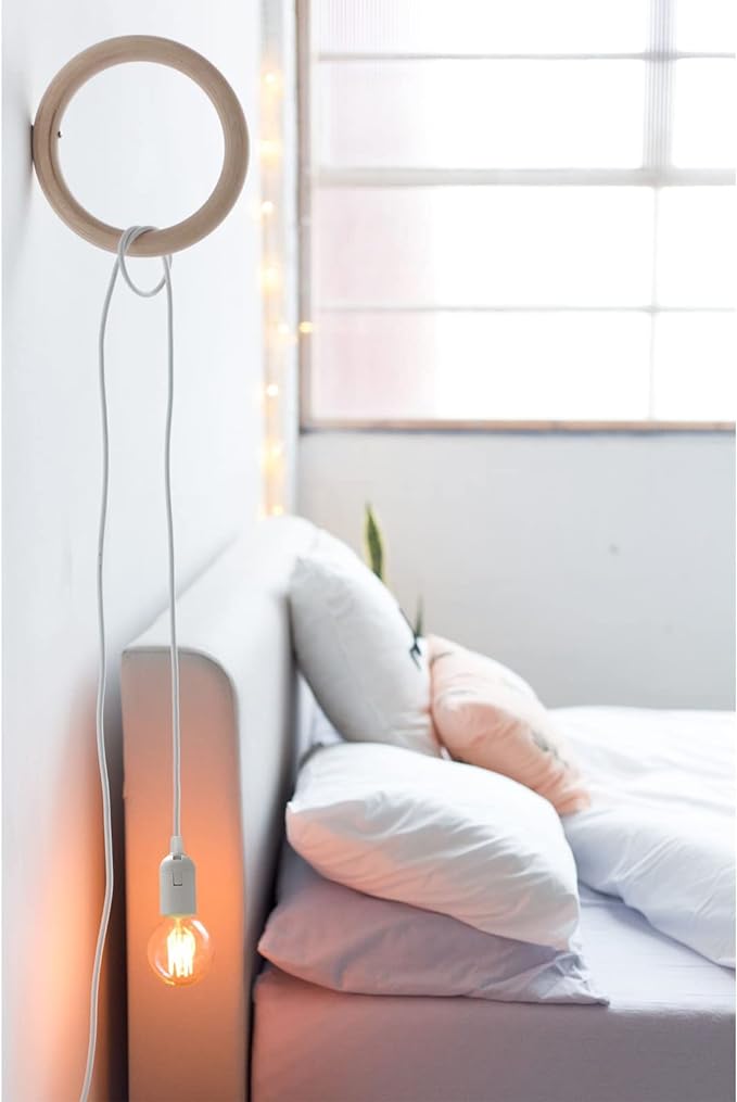 Plug in Hanging Light Kit, Retro Hanging Lights with Plug in Cord, E26 E27 Industrial Pendant Light Fixture, 9.8 FT Cord with On/Off Switch Hanging Lamp for Living Room Bedroom 2 Pack (White)