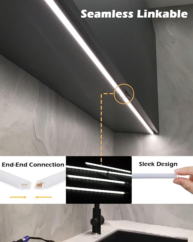 Cefrank 6-Pack Linkable Under Cabinet Lighting, 12" LED Shelf Light Bars | 1200LM Cool White • Plug-in • CRI90+ • Frosted Lens • Pantry • Bookshelf • Workbench