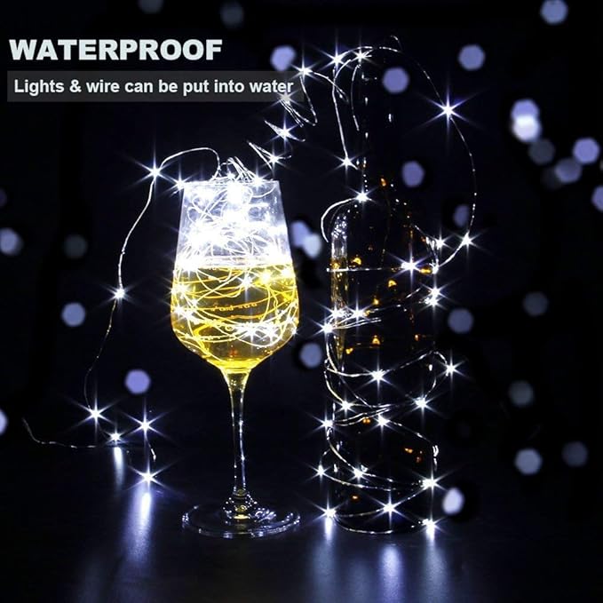 CYLAPEX Pack of 24 Cool White Fairy Lights String Battery Operated Fairy Lights, 7ft 20 LEDs Firefly Lights Silver Coated Copper Wire Lights for DIY Decor Christmas Decoration Costume