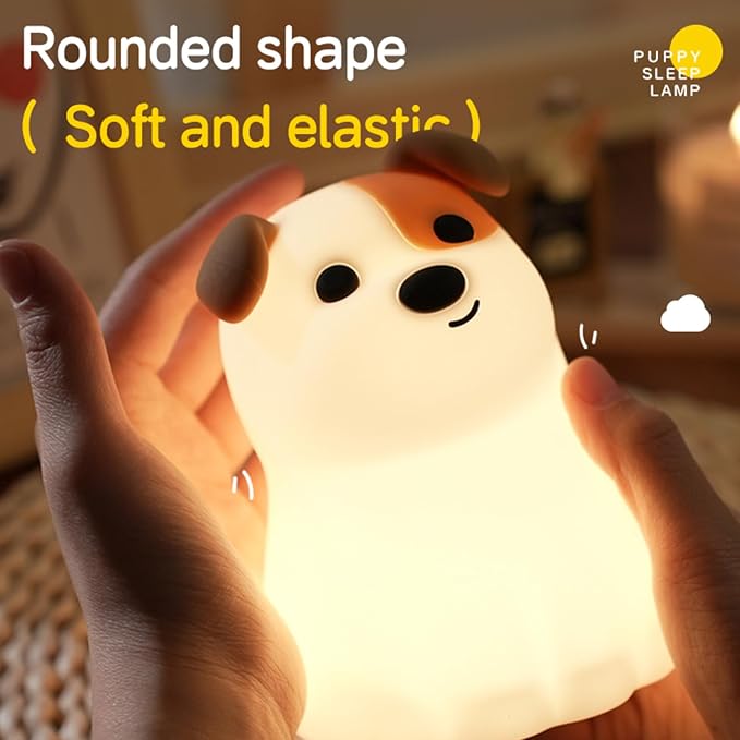 Led Cute Puppy Night Light, 7 Colors Dimmable Bedside Lamp, Touch Control Night Lamp with Timer for Kids Adults, Used for Camping Party Room Decor(Puppy)