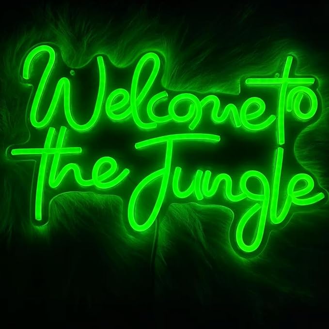 Welcome To The Jungle Neon Sign Neon Art LedWall Hanging Bar Light Up Sign | Party Home Bedroom Decor, Light Up Signs,Neon Sign,Wall Neon Art