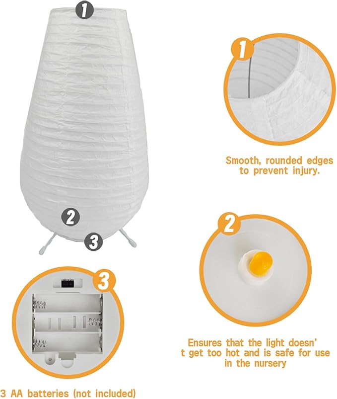 YY YEARCHY Table Lamp Paper Lamp Standing Lamps with Rice Paper Shade for Bedroom Livingroom (1, 10.43"x 5.71")