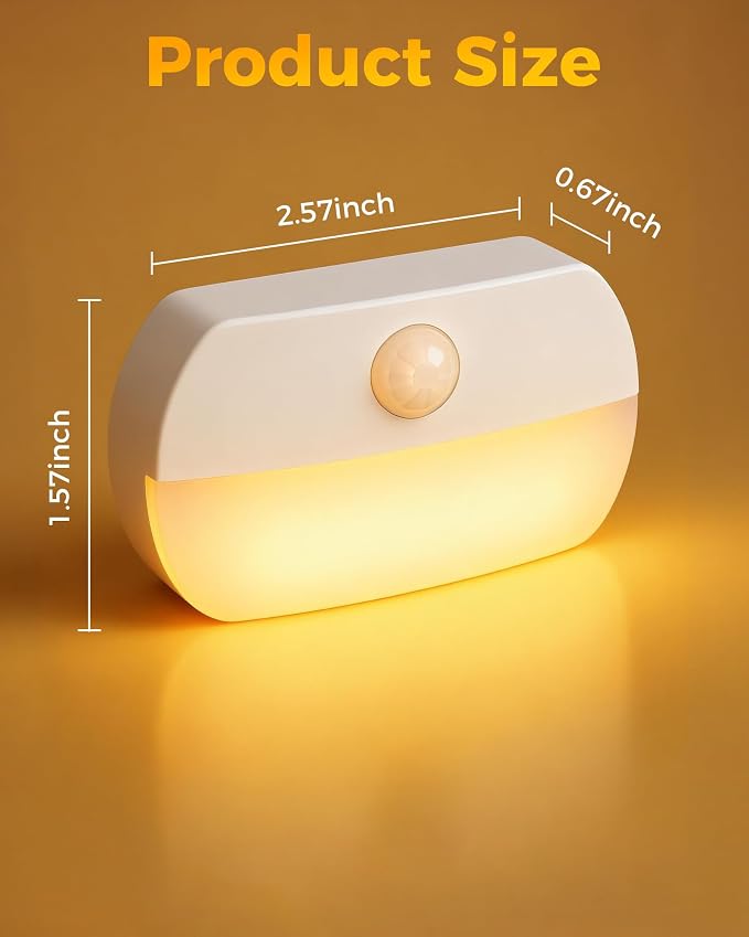 6 Pack Rechargeable Motion Sensor Stair Lights Indoor Magnetic Night Light | Peel and Stick On Hallway Light, Wireless Battery Operated LED Wall Lights for Step Bedroom Cabinet Toilet Bathroom Closet