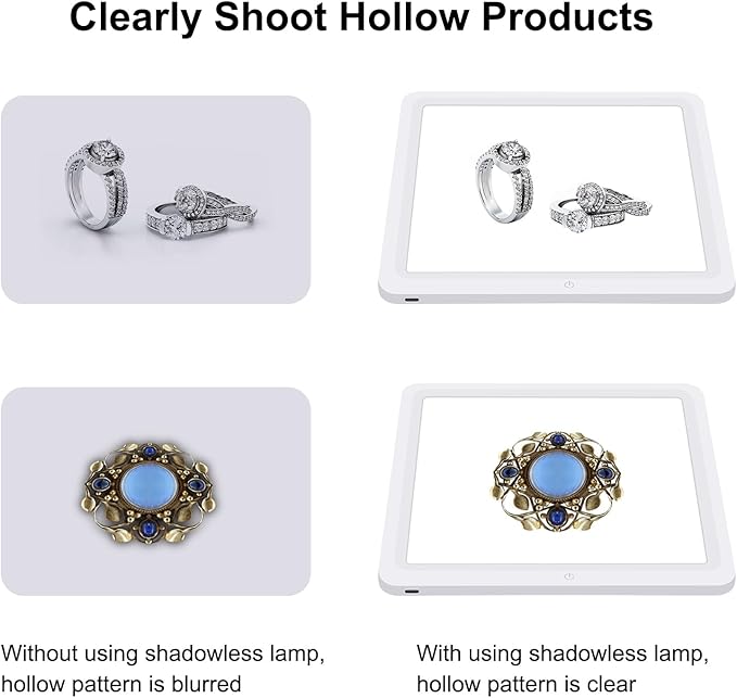 PULUZ Photo Studio LED Shadowless Light Panel 8" X 8" / 20 x 20 cm Photography Softbox Bottom Light with USB Power Cable for Food Jewelry Cosmetic Crafts Shooting