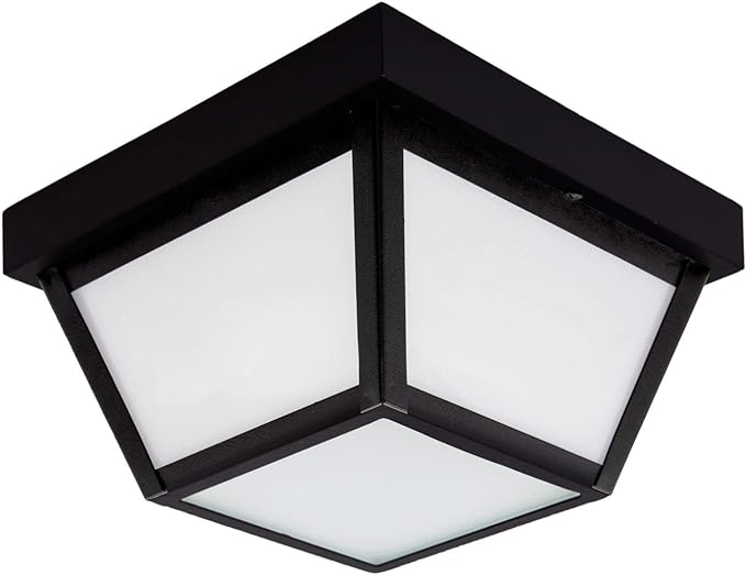 Maxxima 9" Black LED Outdoor Porch Ceiling Light Fixture, 1000 Lumens 3000K | Frosted Lens, 3000K Warm White, Wet Rated, Ideal for Entryway, Patio, Home Exterior