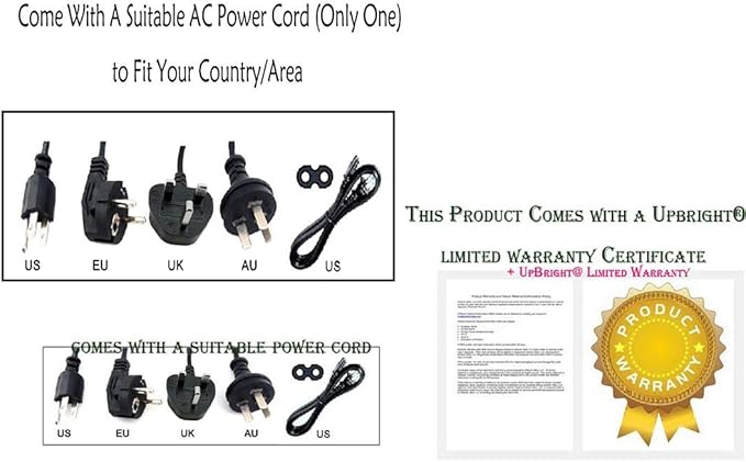 UpBright 2-Prong 14V AC/DC Adapter Compatible with EMART EM-RL-18-LED EMRL18LED 18" 65W Big Adjustable Ring Light Kit w/Stand Dimmable ZF120A-1405000 DC14V 5A 70W Power Supply Cord Cable Charger PSU