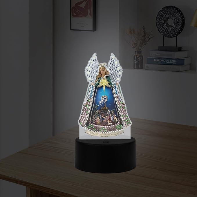 JISHSHAY Diamond Painting Night Light Diamond Art Table Lamps Gem Art LED Lights Gem Painting Desk Lamp Mosaic Kits for Adults DIY Kits for Adults Paint by Numbers Virgin Mary Madonna