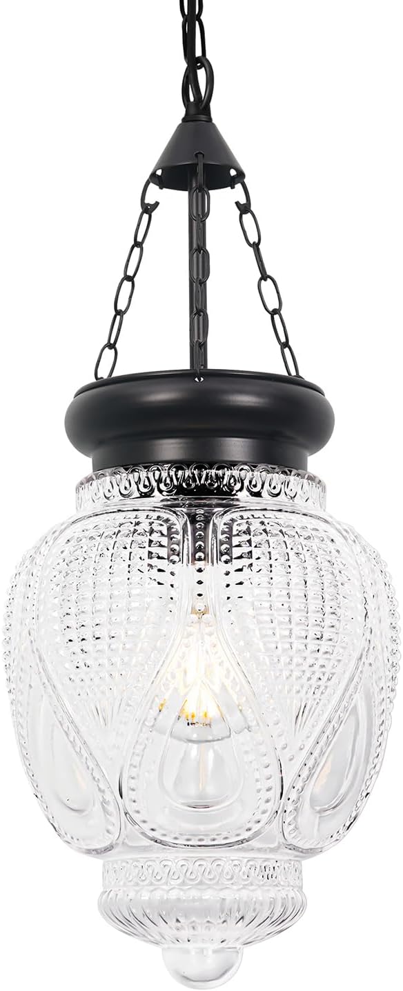 Vintage Pendant Lights Kitchen Island, Black Kitchen Pendant Lighting Over Island, Bathroom Pendant Light With 7.9in Glass Shade, Farmhouse Sink Light For Closet Pantry Entryway, Height Adjustable