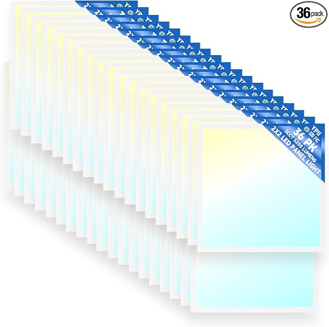 36 Pack 2x2 LED Panel Light 5CCT Selectable Drop Ceiling Light Fixture | Dimmable,3000K-6500K,5 Wattage Adjustable 20-40W,ETL Listed Commercial Fixture,Backlit LED Panel Design