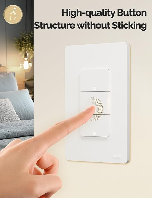 MOES Matter-WiFi Smart Double Switch, Neutral Required | 2 Gang Single Pole Light Switch, Compatible with Alexa Google Assistant, Remote Control