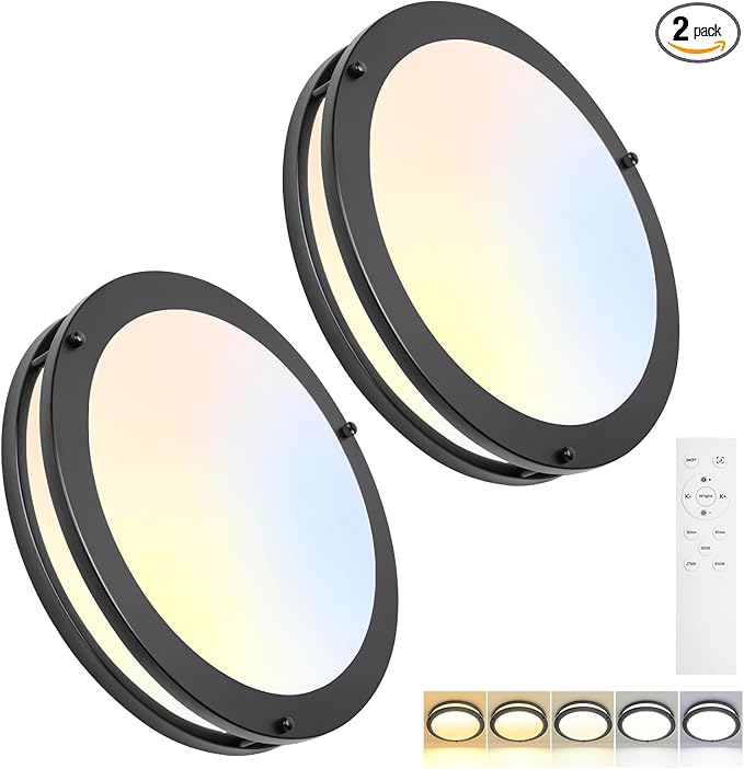 OOWOLF 4-Pack 13” LED Flush Mount Ceiling Light Fixture, 5CCT Adjustable 3000K/3500K/4000K/5000K/6000K Ceiling Lights, 36W Brightness Dimmable Lighting, ETL Listed, for Hallway Bathroom or Kitchen