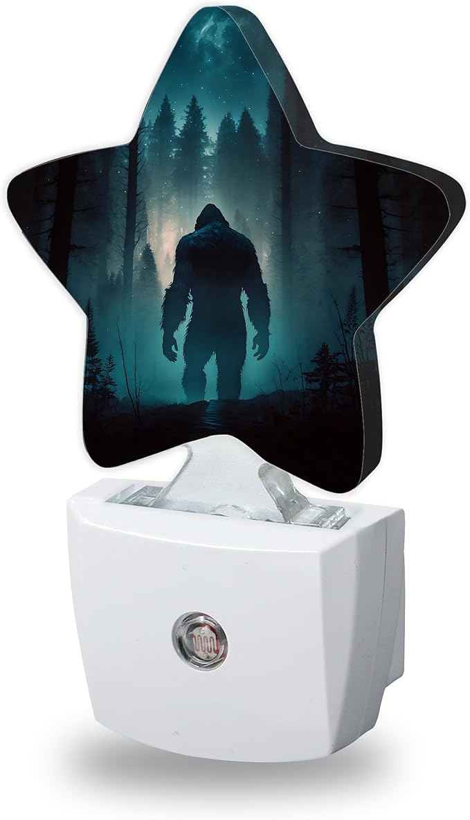 Bigfoot Night Lights Plug Into Wall,Fantasy Forest Dusk to Dawn Light Sensor Night Light for Kids, Energy Efficient Sleep Friendly Lamp for Bedroom Bathroom Nursery