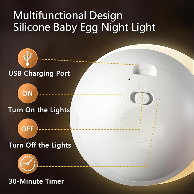 Night Light for Kids,Egg Night Light Light with 7 Colors Changing Mode & 30-Min Timer Portable Nursery Night Lamp forBaby Nursery & Kids Bedroom,DIY Hand-Painted Custom Lamp