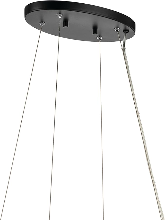 Kichler Harpin 8-Light Linear Chandelier, Sloped Ceiling Compatible, for Dining Room or Kitchen with Clear Glass in Black