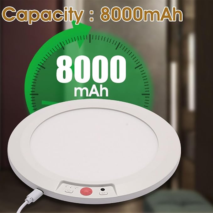 Rechargeable Motion Sensor Ceiling Light with Remote | Magnetic Wireless Ceiling Lights,8000mAh 7.5inch Battery Operated Light Indoor for Closet Shower Shed Loft Bathroom Garage