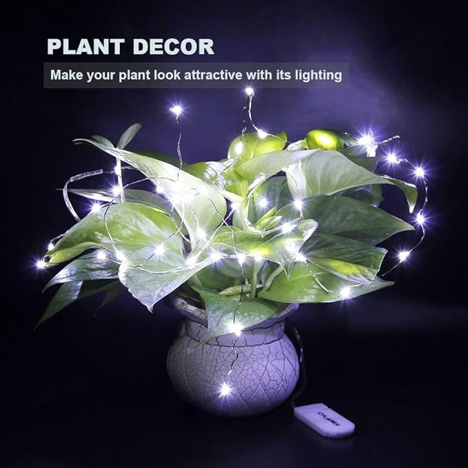 CYLAPEX Pack of 24 Cool White Fairy Lights String Battery Operated Fairy Lights, 7ft 20 LEDs Firefly Lights Silver Coated Copper Wire Lights for DIY Decor Christmas Decoration Costume